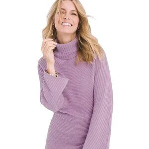 CHICO'S Lilac Ribbed Cowl Neck Sweater - Size Medium